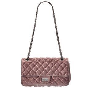 Chanel Pink Calfskin Leather Classic Flap Shoulder Bag (Authentic Pre-Loved)